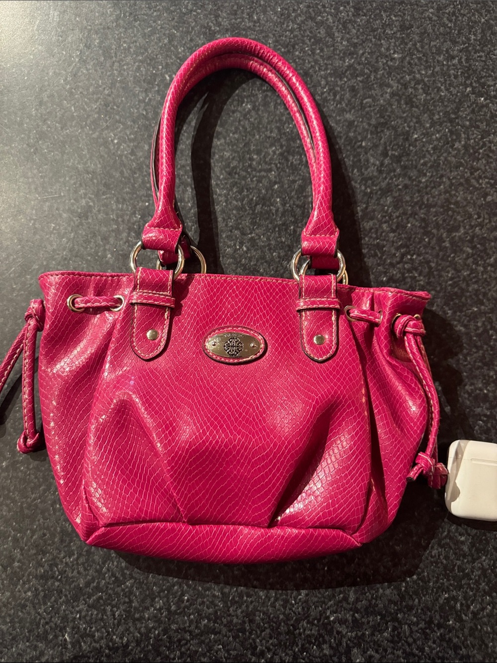 Fuchsia Textured Shoulder Tote Bag - Women's Shoulder Bag